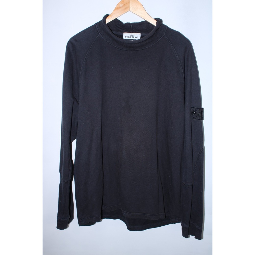 Stone Island Men's XXL Black Turtleneck Cotton Long Sleeve Sweatshirt